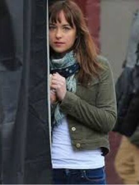 Eddie Bauer green jacket ASO Anastasia Steele